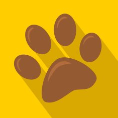 Brown Paw Print Flat Design With Yellow Background