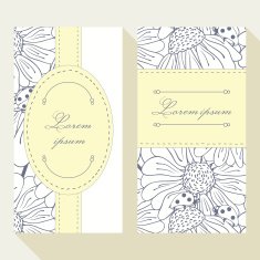 Business card set with outline ladybug and daisy N2