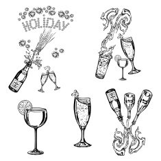 collection of bottles and glasses