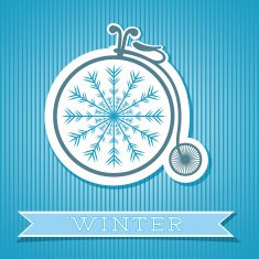 Card Design With Bicycle Winter Concept