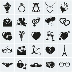 Set of love and romantic icons Vector illustration N2