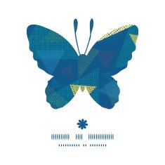 Vector abstract fabric triangles butterfly silhouette pattern frame