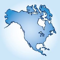 Vector icon map of north america