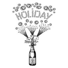 bottle of champagne and holiday inscription-firework N3