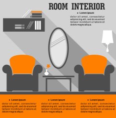 Living room interior in flat style