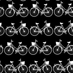Vintage bicycles seamless pattern black and white vector