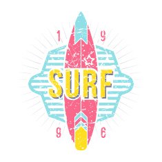 Surfing emblem in retro style