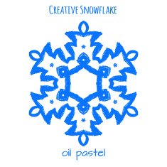 Snowflake hand drawn with oil pastels N20