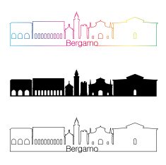 Bergamo skyline linear style with rainbow