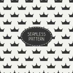 Vector seamless retro pattern with vintage hipster crown N2