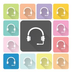 Headphones Icon color set vector illustration