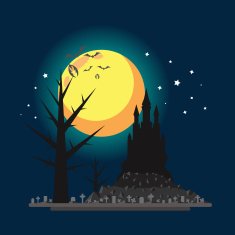 Flat design of haunted castle
