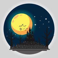 Flat design of haunted castle N2
