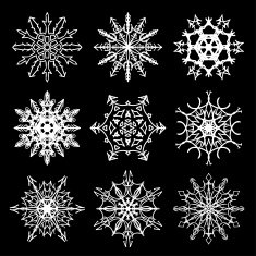 Set of drawn snowflake silhouettes N3