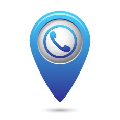 Map pointer with phone handset icon