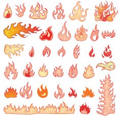 Fire flames set icons vector illustration N2