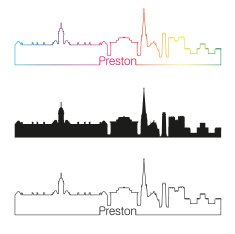 Preston skyline linear style with rainbow