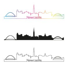 Newcastle skyline linear style with rainbow