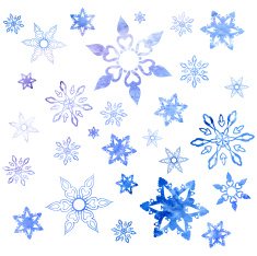 Set of watercolor snowflakes Vector illustration