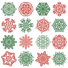 16 isolated snowflake icons Hand drawn vector elements