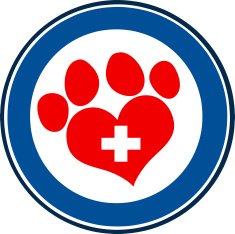 Veterinary Love Paw Print Blue Circle Banner Design With Cross