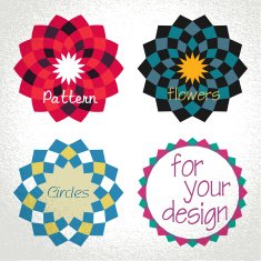 Vector colorful checkered circle frame background N2