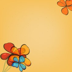 Abstract yellow background with flowers