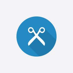 scissors Flat Blue Simple Icon with long shadow N3