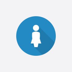 female profile Flat Blue Simple Icon with long shadow N2