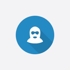 offender Flat Blue Simple Icon with long shadow