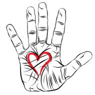 Hand with heart love symbol vector