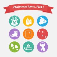 Vector Christmas icons in a flat style Part I