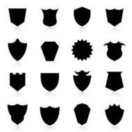 Shield icon set with reflection Vector Illustration N2
