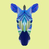 Bright blue colored abstract polygonal zebra background N2