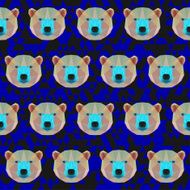 Polygonal bright colored white bear pattern background