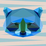 Blue colored polygonal raccoon background N2