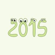 Cute cartoon characters with funny eyes form an inscription 2015