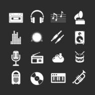 Set icons of music and sound