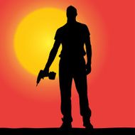 Vector silhouette of a worker N21