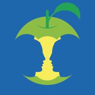 Optical illusion Head to head or an apple? Vector