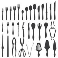 various cutlery silhouette set
