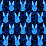 Abstract blue colored polygonal rabbit pattern background