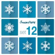 Snowflake icon Winter theme snowflakes of different shapes N25