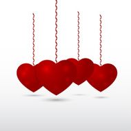 Red volumetric hearts vector N2