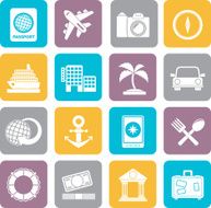 Silhouette Tourism and Travel Icons - vector icon set