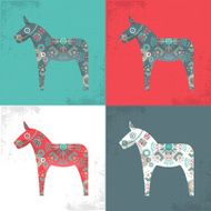 Set of Dala horse Symbol Sweden