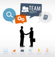 Vector of Businessmen Handshake with Social Media Concept