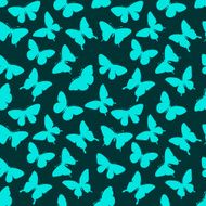 seamless background with blue butterflies silhouettes