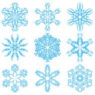 Set of blue snowflakes elements for design