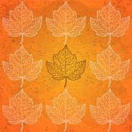 Pattern with autumn leaves in orange N2